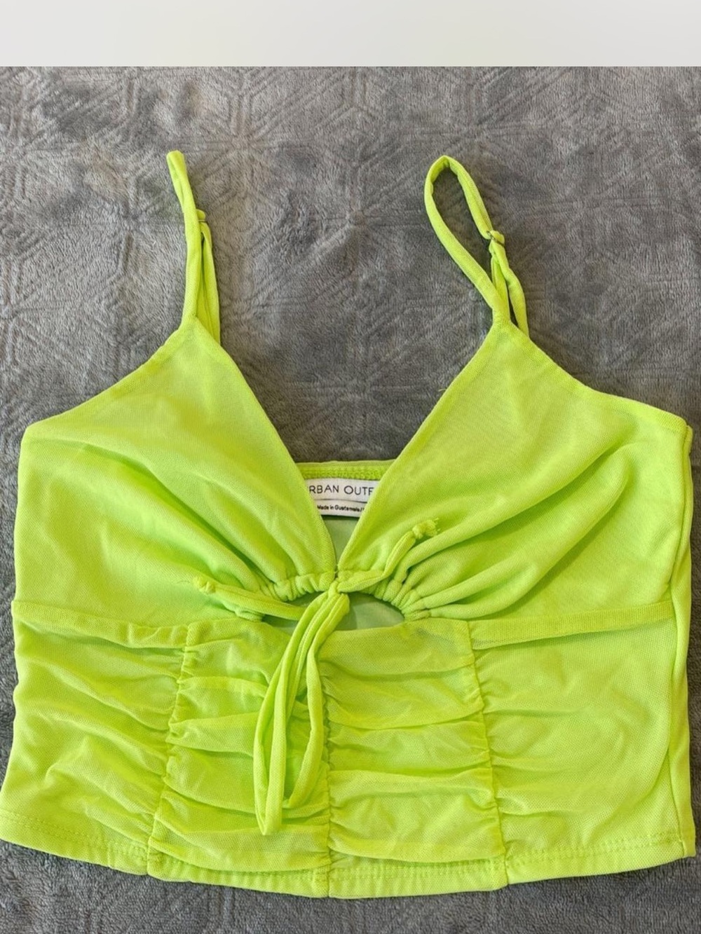Urban Outfitters Neon Lime Tie-Front Crop Top